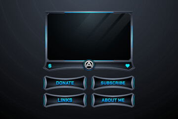 Aufkleber - Set of modern design elements for overlay game streaming screen panel. Game frame for streamers and online video.