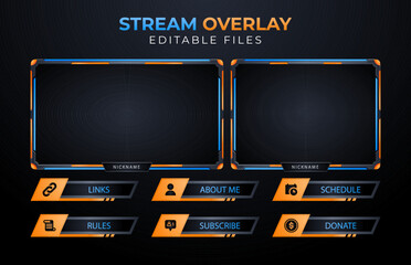 Poster - Set of modern design elements for overlay game streaming screen panel. Game frame for streamers and online video.