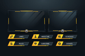 Aufkleber - Set of modern design elements for overlay game streaming screen panel. Game frame for streamers and online video.