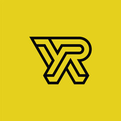Fototapete - Initial letter YR or RY monogram logo