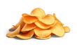 Potato chips pile.  Manual cut out on transparent