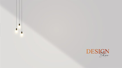 Wall Mural - 3d realistic product display design template. white scene with wall. light bulbsand shadow. elegant 