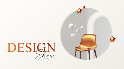 Wall Mural - 3d realistic product display design template. white scene with chair podium. elegant vector platform