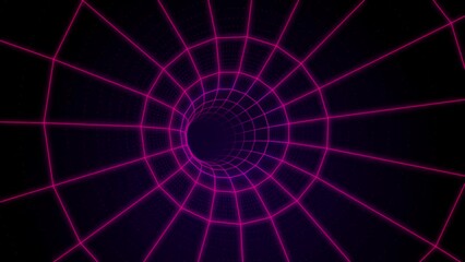 Poster - Universe Retro Futuristic 80's 8 bit old game style. Synthwave wireframe net warp tunnel. Abstract digital tunnel. 80s, 90s Retro futurism, Retro wave cyber grid. Deep space surfaces. Retro graphic
