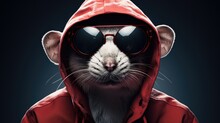 A Poster For A Rat With A Hood  And Glasses