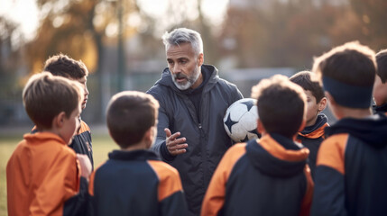 Coach shares insights with the young players. Generative AI