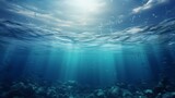 Fototapeta Łazienka - underwater scene with bubbles scene with sun rays Generate AI
