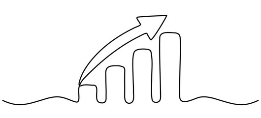 Poster - arrow with growth graph continuous line drawn. vector illustration isolated on white.