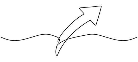 Poster - Arrow up continuous line drawing. Vector illustration isolated on white.