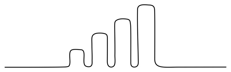 Poster - Continuous line drawing growth graph. Successful business strategy concept. Vector illustration isolated on white.