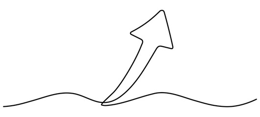 Poster - Arrow up continuous line drawing. Vector illustration isolated on white.