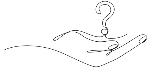 Poster - continuous line drawing hand with question mark. make choice symbol concept. vector illustration iso