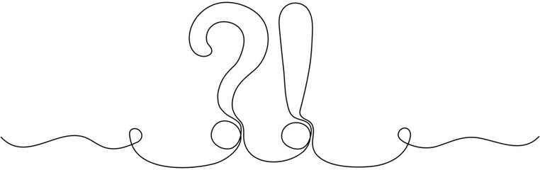 Poster - Question and exclamation mark continuous one line drawn. Q and A symbol. Vector illustration isolated on white.