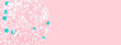 smears and drops of transparent gel with blue granules. On a pink background.