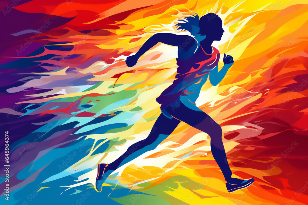 Female athlete runner doing a training exercise for a sports race event ...