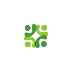 Aufkleber - Contemporary medical logo template, people holding hands. Abstract cross icon for clinics, healthcare, charity and nursing home logo. Unique, simple, and versatile health and wellness symbol. 