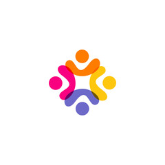 Aufkleber - Modern logo design of unity and support, partnership and togetherness in a vibrant colorful for community and social groups. Vector logo.