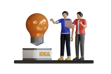Poster - Business team working on idea 3d Illustration