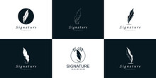 Signature logo design collection with creative concept style premium vector