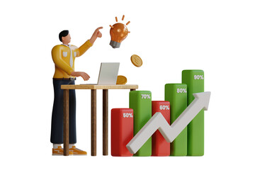 Poster - Analyzing financial growth 3d Illustration