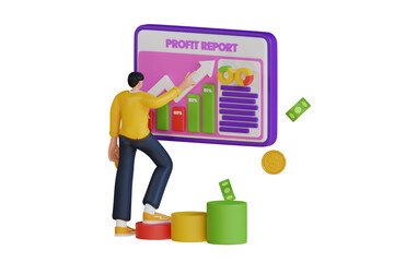 Poster - Financial profit report  3d Illustration