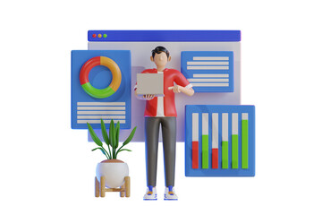 Poster - Analyzing market data 3d Illustration