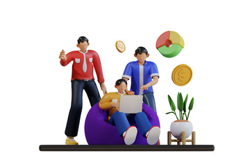 Poster - Business team doing discussion 3d Illustration