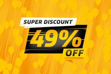 49 Forty-nine Percent Off Sale Discount Shopping Banner. Black Shop
