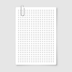 Dotted graph paper with grid. Polka dot pattern, geometric texture for calligraphy drawing or writing. Blank sheet of note paper, school notebook. Vector illustration