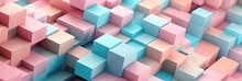 Pink And Light Blue 3d Square Cubes Background Wallpaper