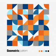 Wall Mural - geometric trendy pattern, bauhaus style. modern colorful background with simple elements. retro text