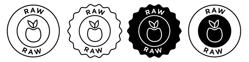 Raw icon. Natural and organic farm produce fruit and vegetable symbol. Healthy diet food product vector. 