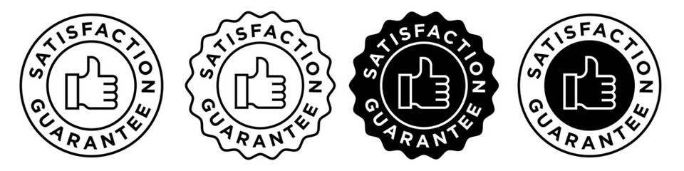 Customer satisfaction guarantee icon. 100% product service quality badge symbol. 100 percent assurance sale mark vector.