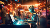 Fototapeta  - Customer Service and Retail, Chatbots and Robots