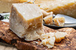 Cheese collection, 60 months old hard yellow Italian cheese parmesan or parmigiano reggiano