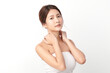 © kitthanes  - Beautiful young asian woman with clean fresh skin on white background, Face care, Facial treatment, Cosmetology, beauty and spa, Asian women portrait.