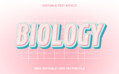 Poster - Biology 3d text effect with glow theme. typography for products tittle
