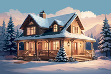 House  Decoration Christmas Winter Illustration