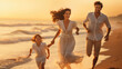 © Studio Nova - Parents Running Along Beach With Children On Summer Vacation