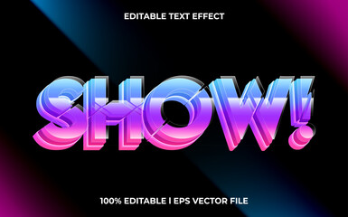 Poster - Show 3d text effect with glow theme. typography for products tittle
