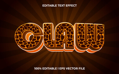 Claw tiger 3d text effect with glow theme. typography for products tittle