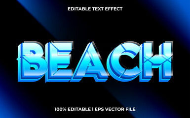 Poster - beach 3d text effect with glow theme. typography for products tittle