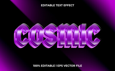Poster - Cosmic 3d text effect with glow theme. typography for games tittle
