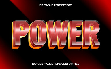 Poster - power 3d text effect with glow theme. typography for games tittle