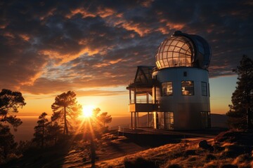 Poster - Solar Observatory at sunset.