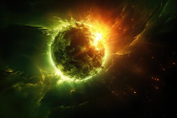 Wall Mural - Solar storm in space.