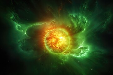 Poster - Solar storm on black background.