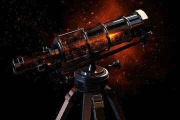 Poster - Telescope on the background of the galaxy.