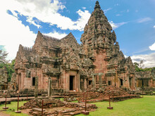Landscape Of Phanom Rung Historical Park,is The Old Architecture About A Thousand Years Ago,located In Buriram Province,Thailand