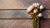 Fototapeta Kwiaty - pink orchid on wooden background